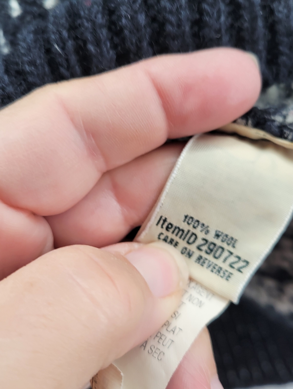L.L. Bean Knit Cardigan Wool Sweater Size Medium Navy and White - Picture 4 of 4